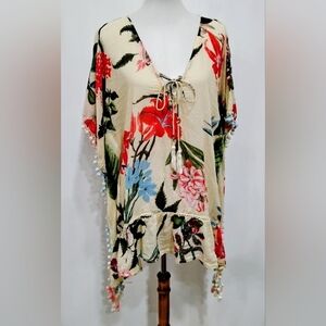 Z & L FLORAL COTTON LOUNGING TOP